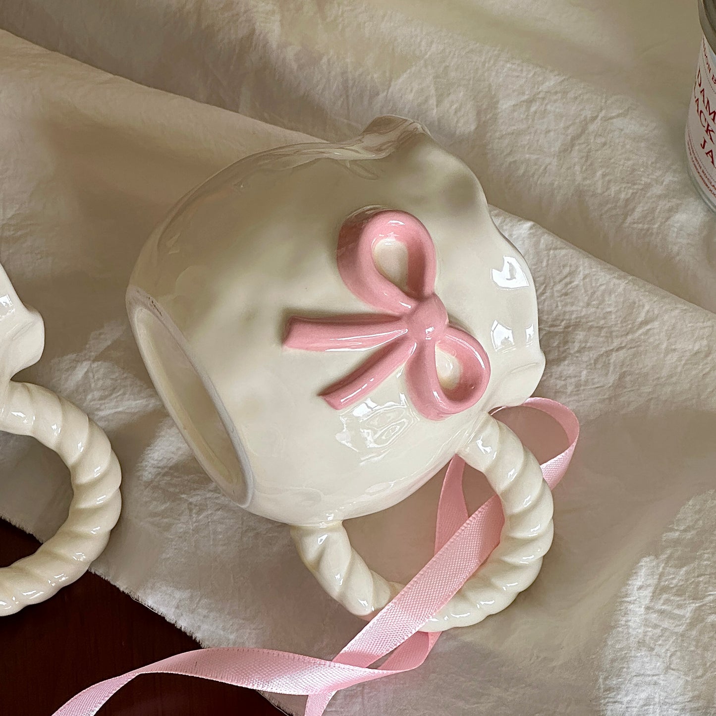Irregular Cute Bow Mug | Cherry Art Mug Gift Ceramic Cup