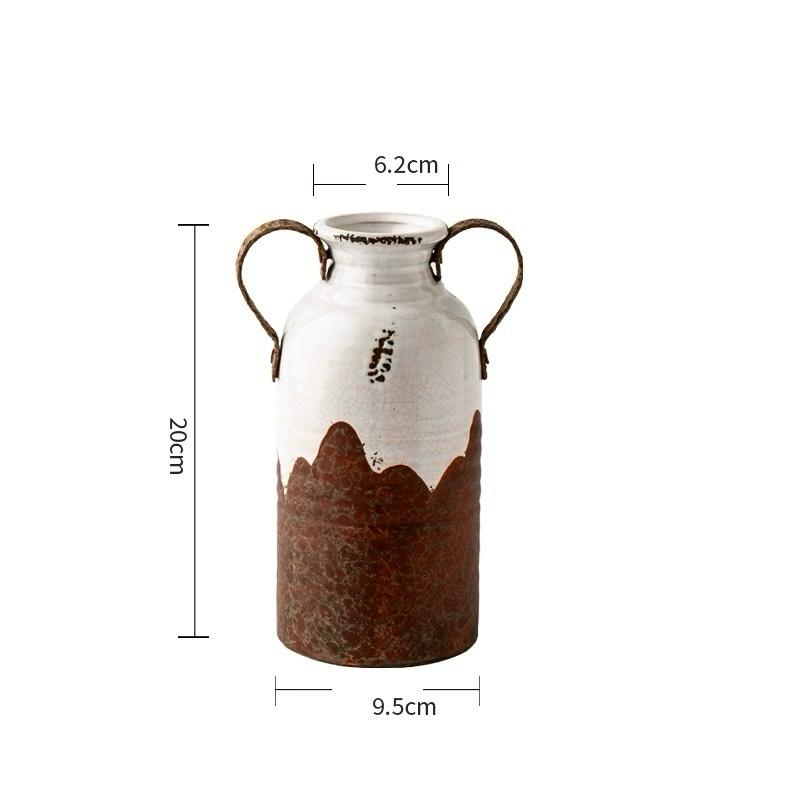 Bohemian Rustic Decor Vase |Vintage Style Farmhouse Vase| Amphora vase| Entryway vase