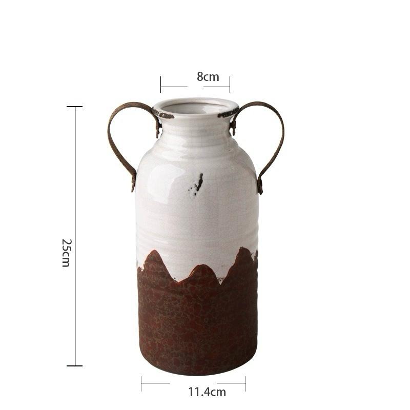 Bohemian Rustic Decor Vase |Vintage Style Farmhouse Vase| Amphora vase| Entryway vase