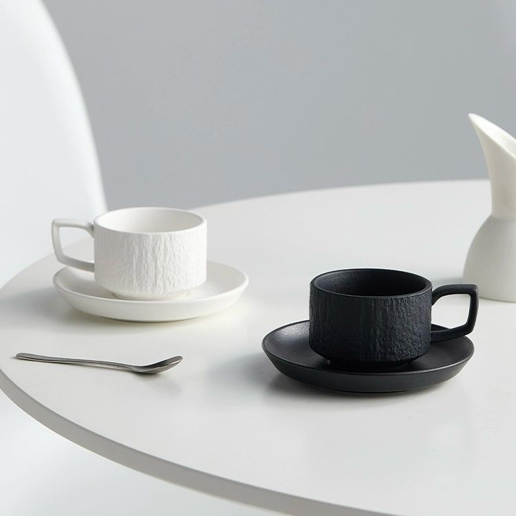 Black and white luxury cups and saucers