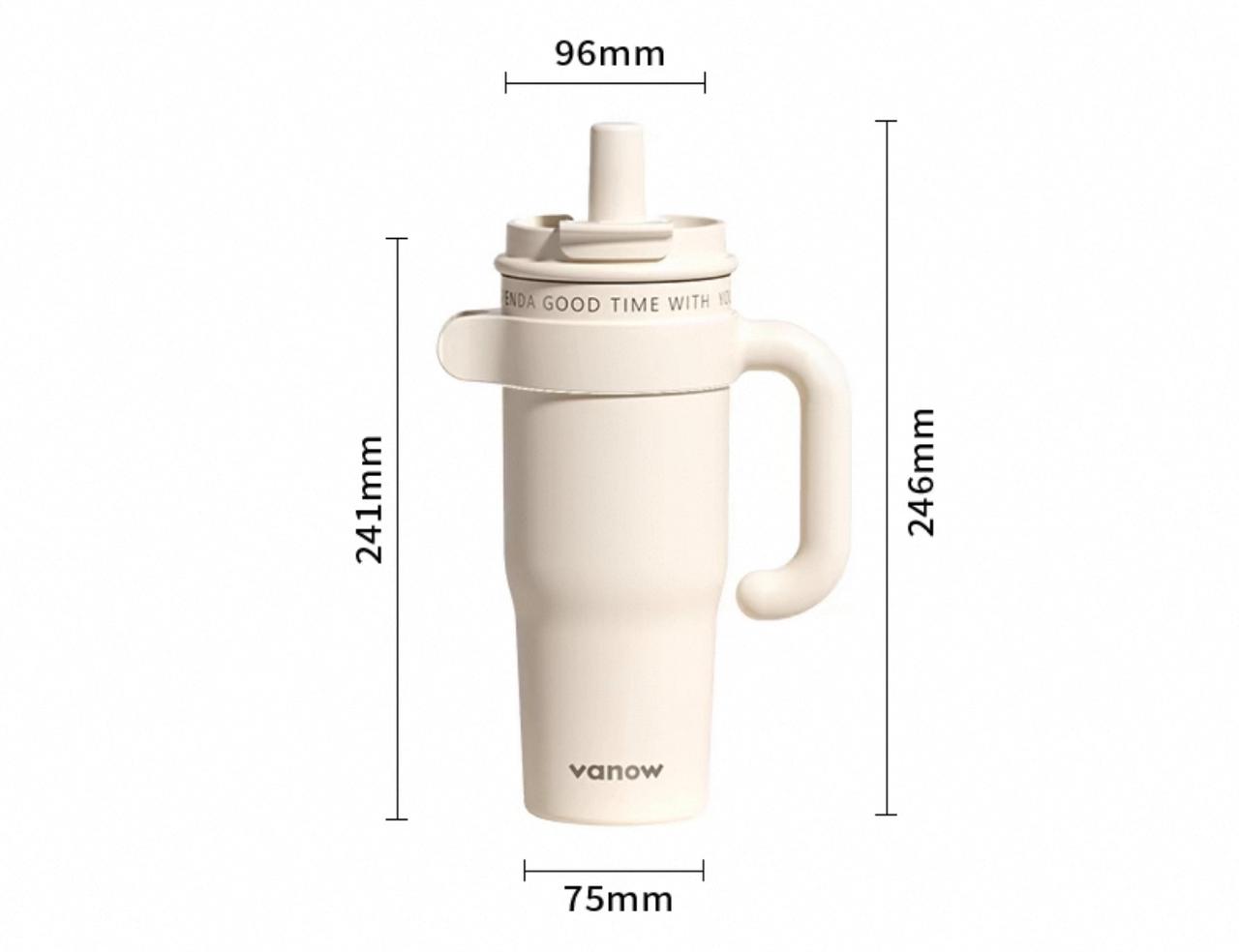 Vanow thermos cup large capacity water cup female high value ceramic liner 2025 new straw ice cup