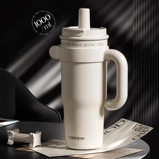Vanow thermos cup large capacity water cup female high value ceramic liner 2025 new straw ice cup