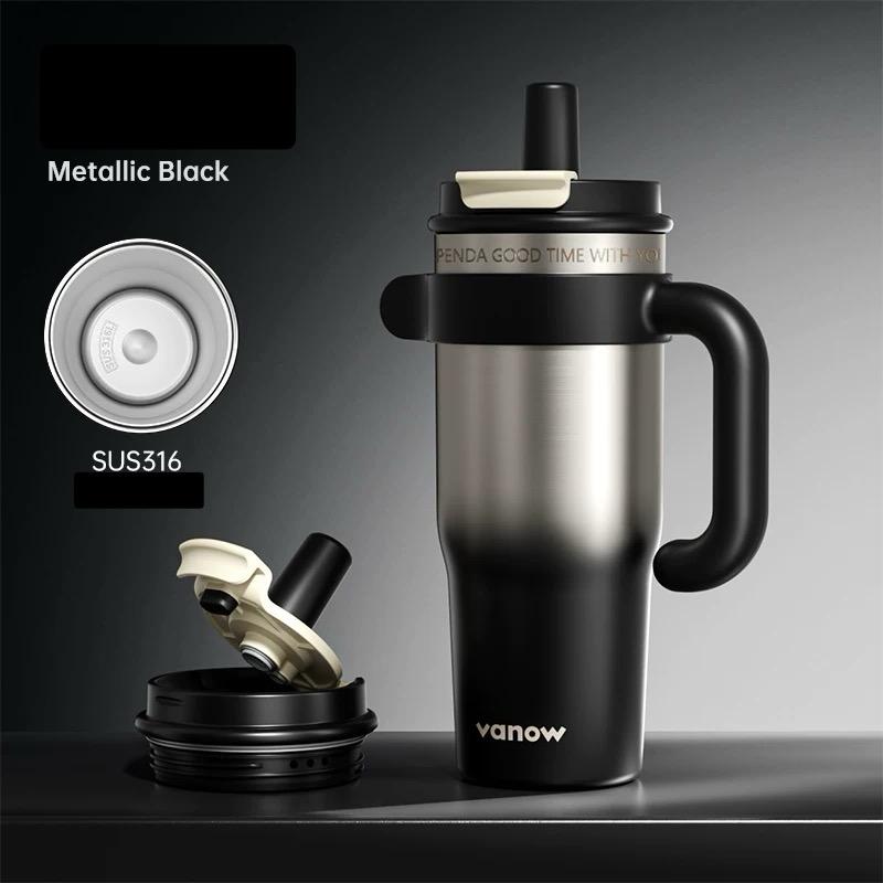 Vanow thermos cup large capacity water cup female high value ceramic liner 2025 new straw ice cup