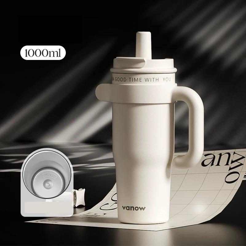 Vanow thermos cup large capacity water cup female high value ceramic liner 2025 new straw ice cup