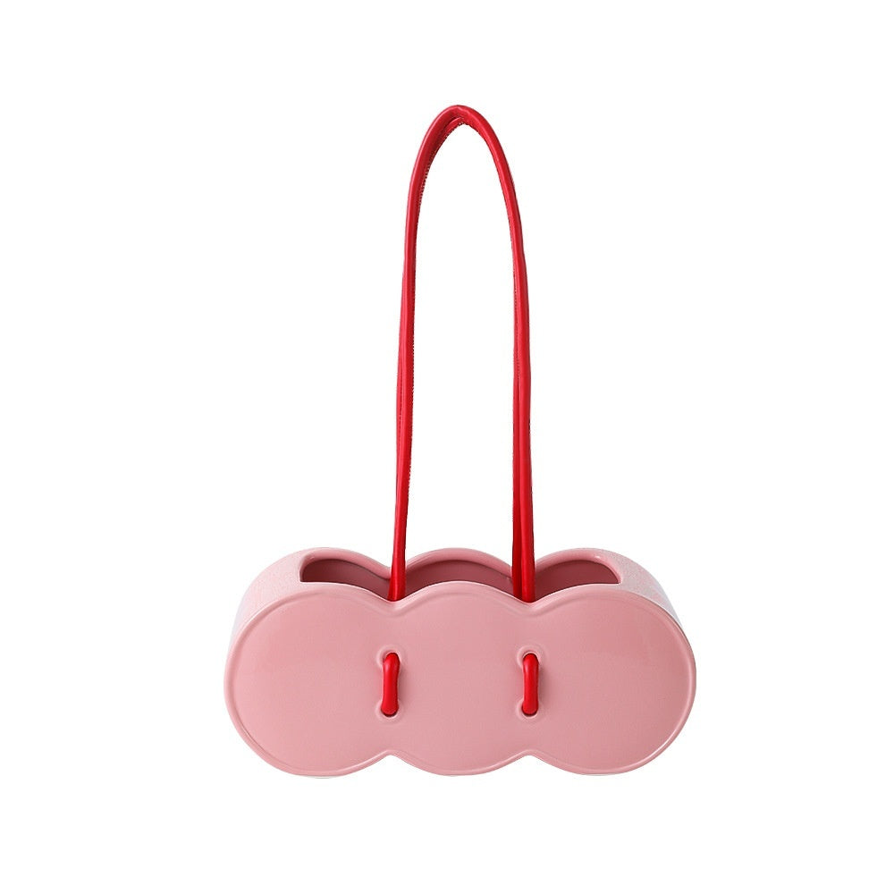 Ceramic Portable Flower Basket Bag Vase