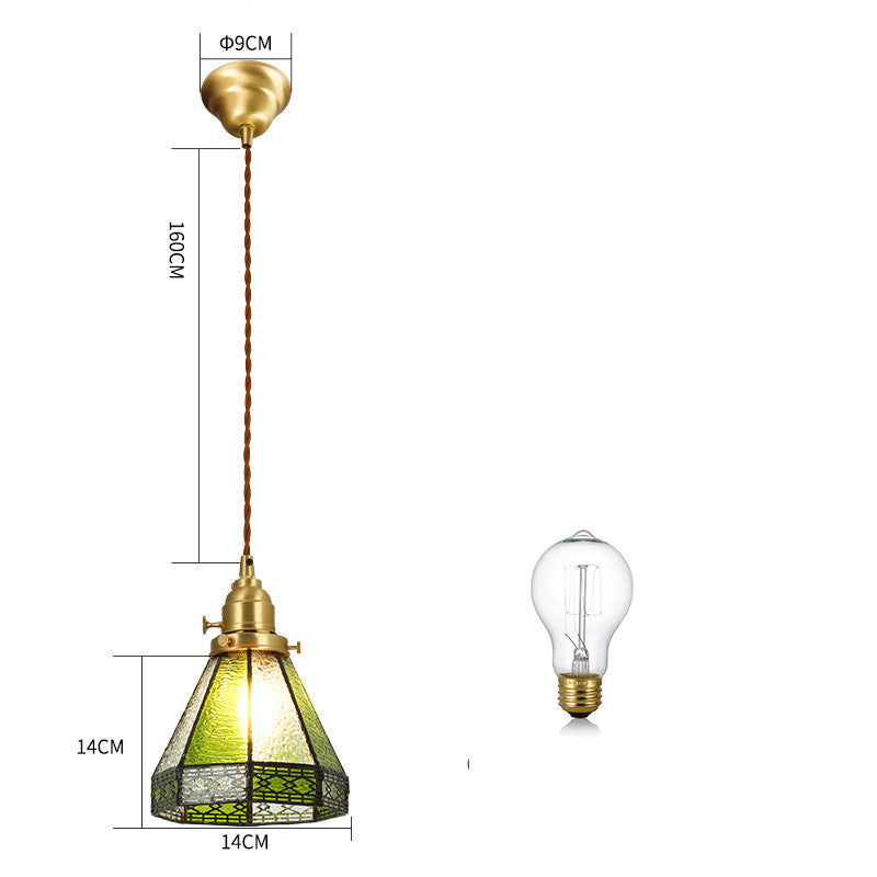 Japanese Retro Restaurant Bedroom Homestay Brass Glass Chandelier