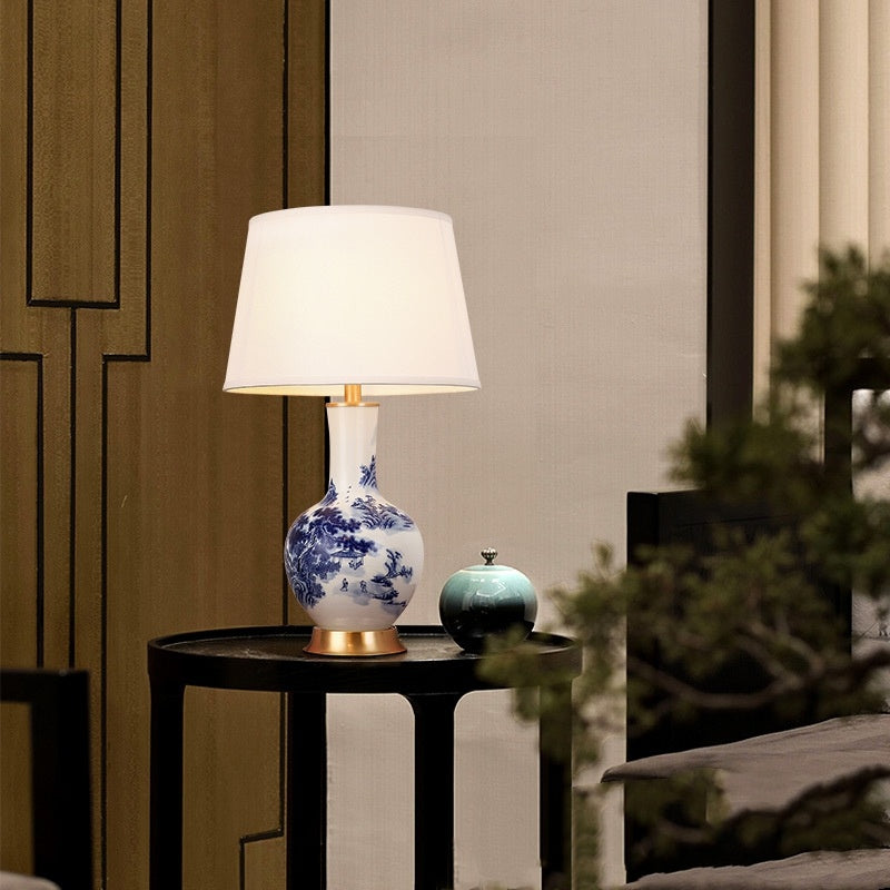 Pine Blue And White Porcelain Table Lamp
