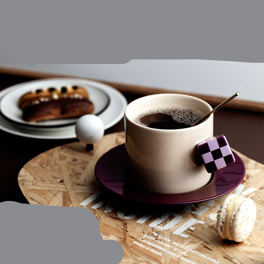 Morandi Korean Ceramic Coffee Cup And Saucer Set