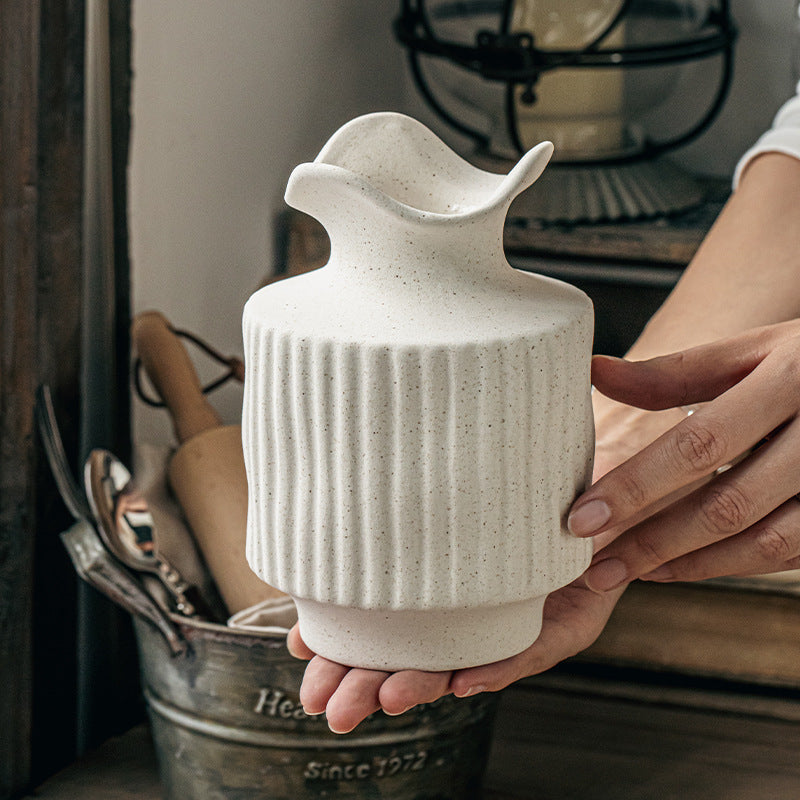 Plain Flower Art Relief Ceramic Vase