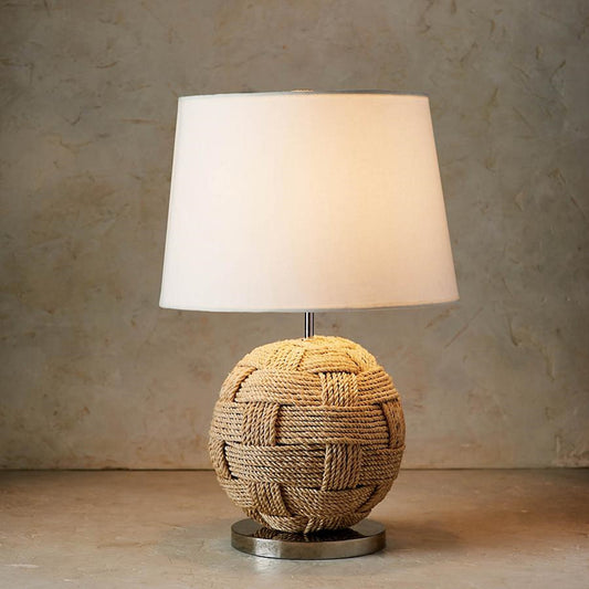 Country Table Lamp Hand-woven Hemp Rope Ball Natural Table Lamp